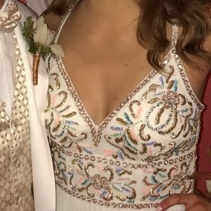 White Beaded Sherri Hill Prom Dress size 4